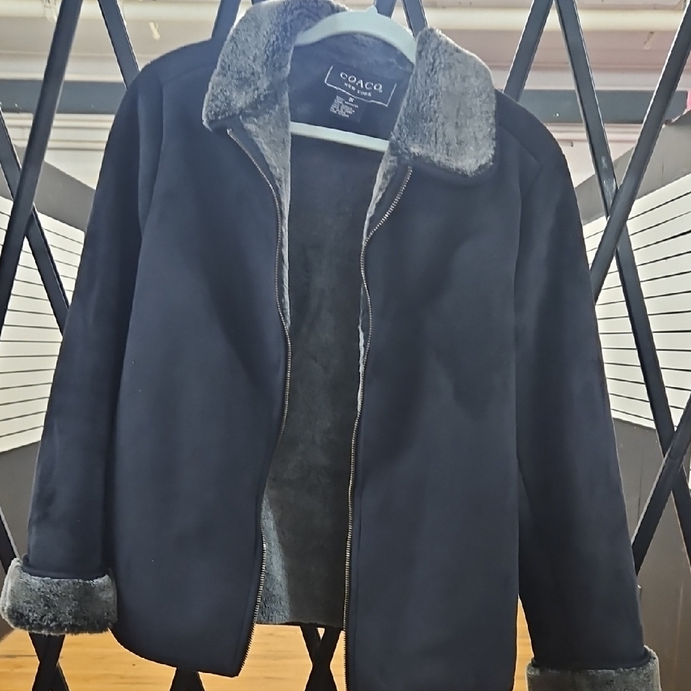 Coach Black Jacket with Gray Details.